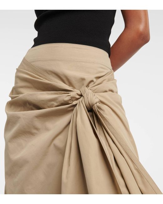 Bottega Veneta Natural Draped Cotton-blend Midi Skirt