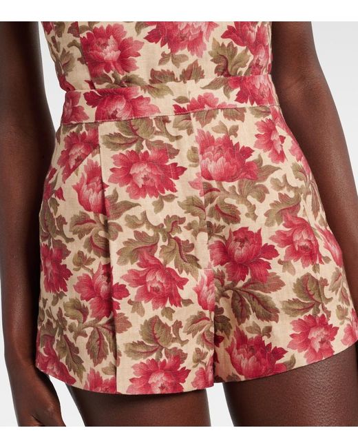 Posse Red Rosalie Floral Linen Shorts