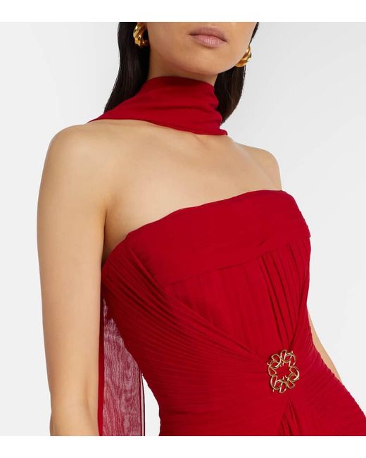 Elie Saab Red Silk Bustier Gown