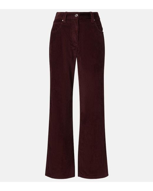 Brunello Cucinelli Purple Monili Corduroy Straight Pants