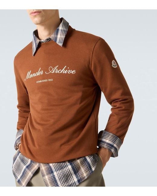 Moncler Brown Moncler Cotton Blend Logo Sweatshirt for men