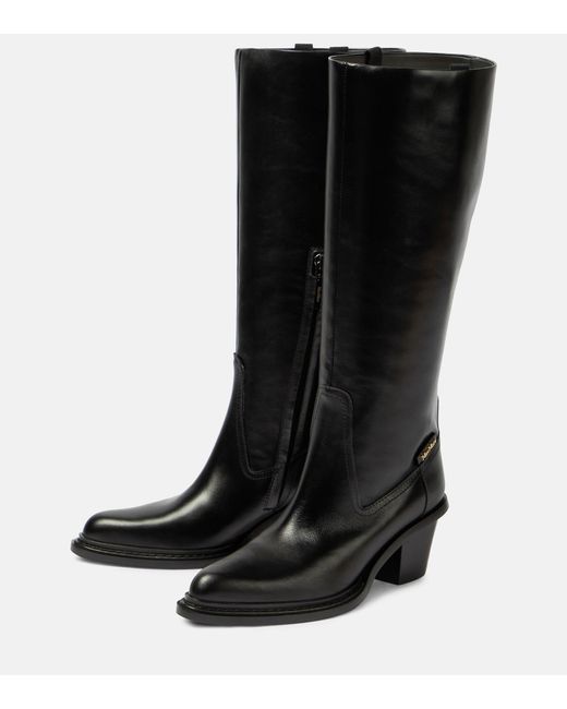 Max Mara Leather Knee-high Boots in Black | Lyst