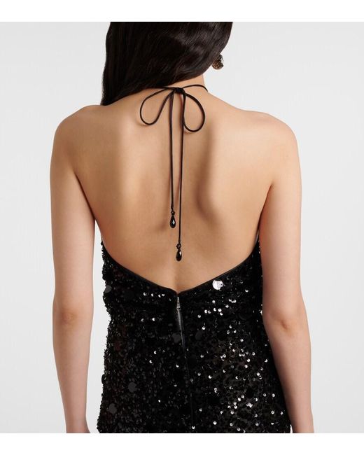Dolce & Gabbana Black Sequined Halterneck Gown