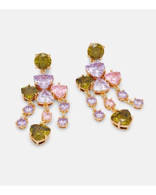 Self-Portrait Metallic Crystal-Embellished Drop Earrings