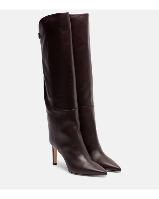 Jimmy Choo Brown Alizze 85 Leather Knee-High Boots