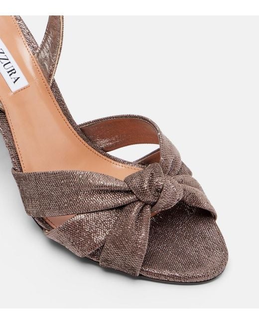 Aquazzura Brown Nina 85 Metallic-Effect Twill Sandals
