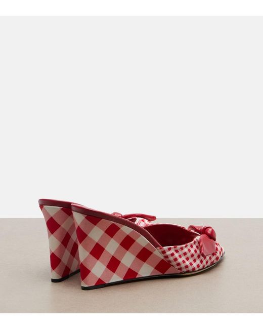 Jimmy Choo Red Livi Checked Wedge Mules