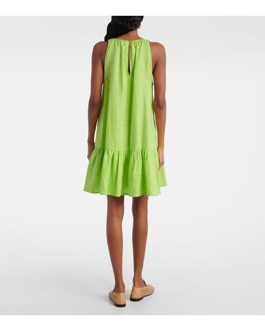 Asceno Green Adana Linen Minidress