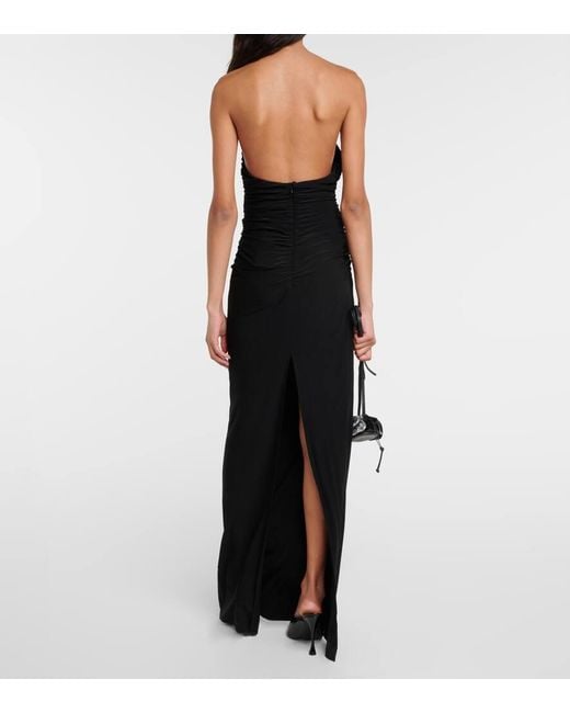 Magda Butrym Black Strapless Plunge Maxi Dress