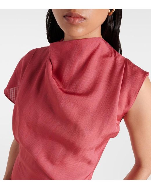 TOVE Pink Zola Asymmetric Draped Midi Dress