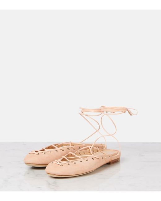 Chloé Pink Ghillies Suede Flats