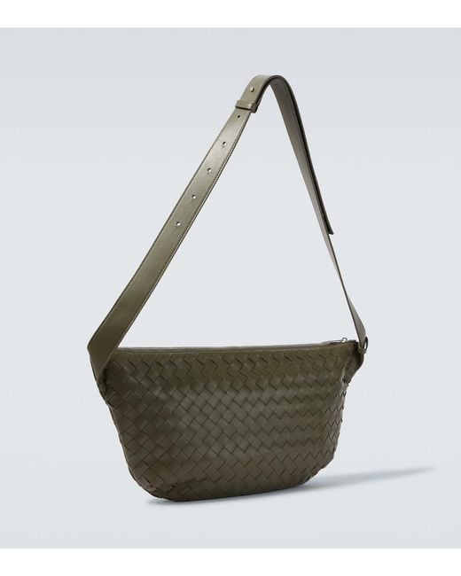 Bottega Veneta Green Intrecciato Leather Crossbody Bag for men
