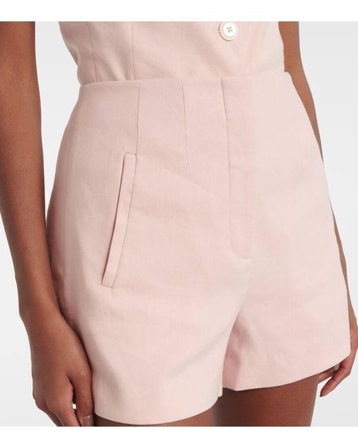 Veronica Beard Pink Jazmin High-Rise Linen-Blend Shorts