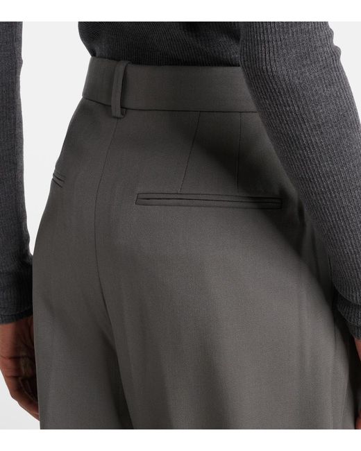 Wardrobe NYC Gray High-Rise Wool Wide-Leg Pants