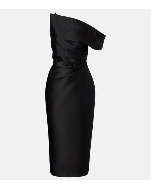 Solace London Black Ellison One-Shoulder Cocktail Dress