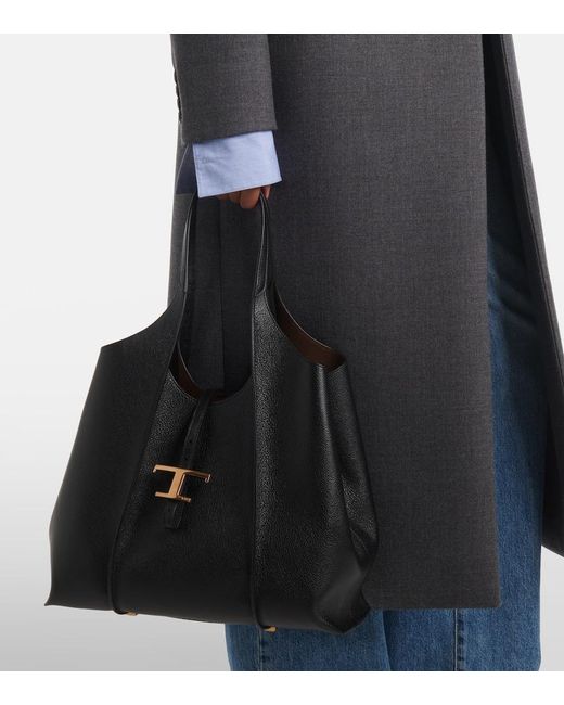 Tod's Black Schultertasche T Timeless Medium Aus Leder