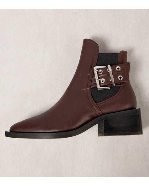 Ganni Brown Faux Leather Chelsea Boots