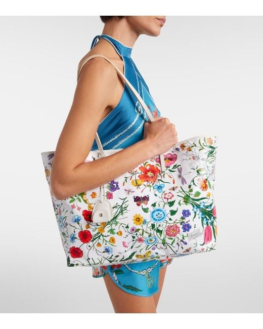 Gucci White Tribeca Large Floral Canvas Shopper