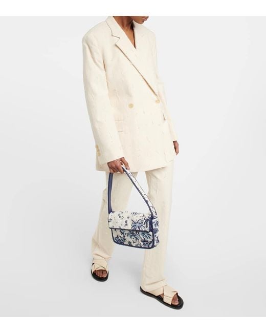 Staud Blue Tommy Beaded Shoulder Bag