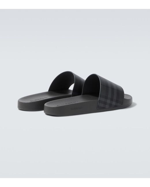 Burberry Black Check Slides for men