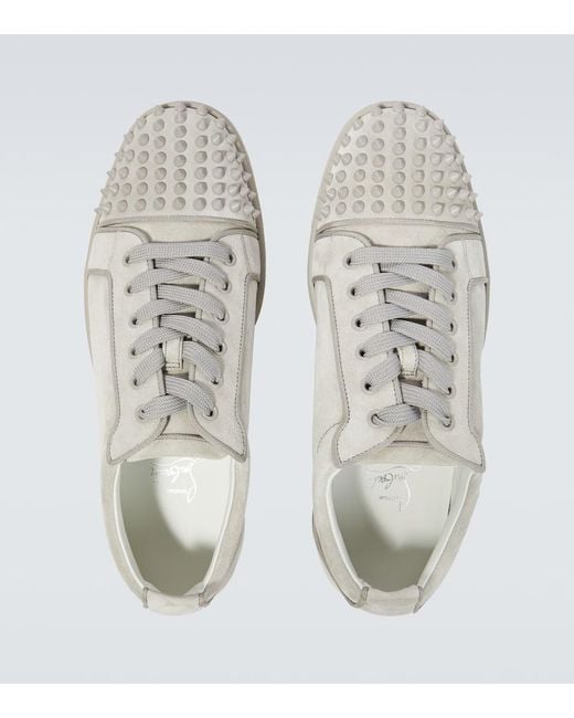 Christian Louboutin Sneakers Louis Junior Spikes Aus Veloursleder in Gray für Herren