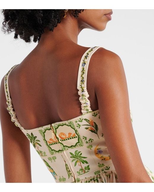 Agua Bendita Metallic Lima Floral Cotton-Blend Minidress