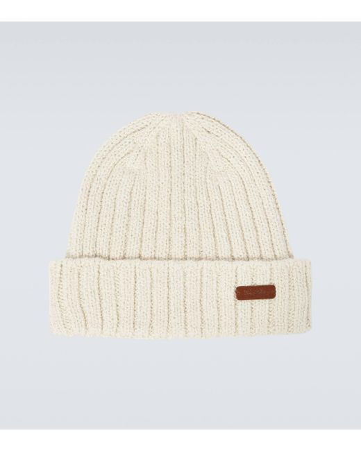 Loro Piana Natural Niseko Leather-trimmed Cotton Beanie for men