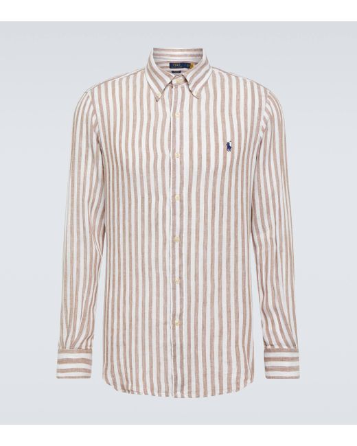 Polo Ralph Lauren White Striped Linen Shirt for men