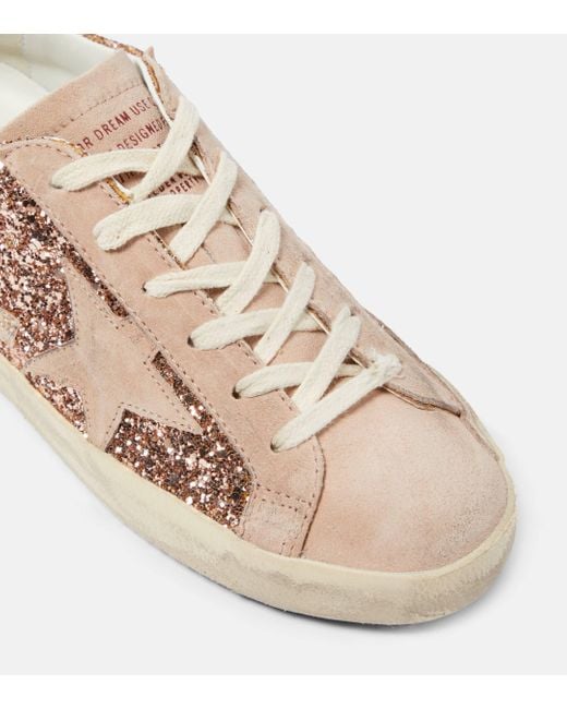 Golden Goose Deluxe Brand Pink Super-star Glitter Suede-trimmed Sneakers