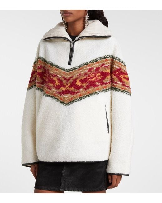 Isabel Marant White Marner Fleece Zip-Up Sweater