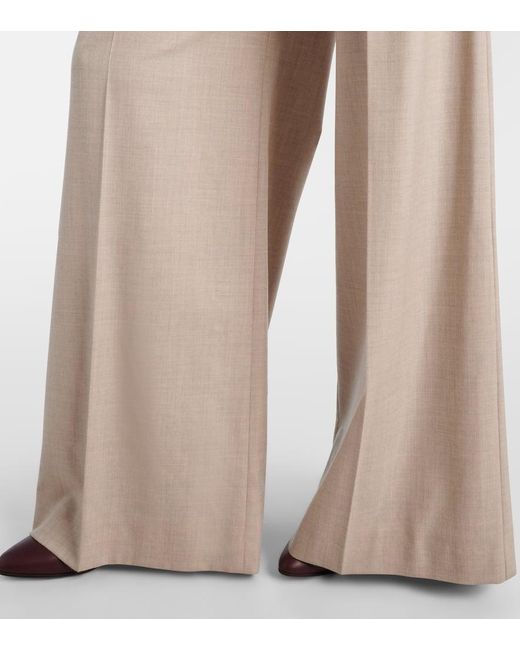 Pantalones Anchos Zulia En Mezcla De Cachemir Max Mara de color Natural