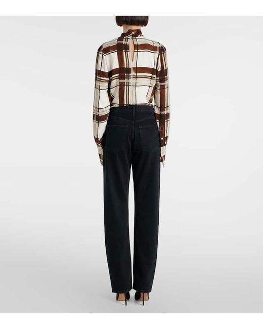 Agolde Blue '90S Pinch Waist Long High-Rise Straight Jeans