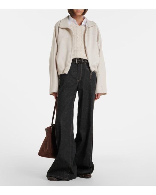 Brunello Cucinelli White Monili Virgin Wool Jacket