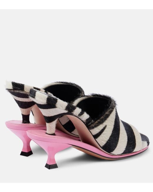 Jacquemus Black Les Doubles Mules Zebra-Print Calf Hair Mules