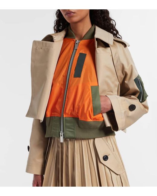 Chaqueta De Sarga Y Gabardina Sacai de color Natural