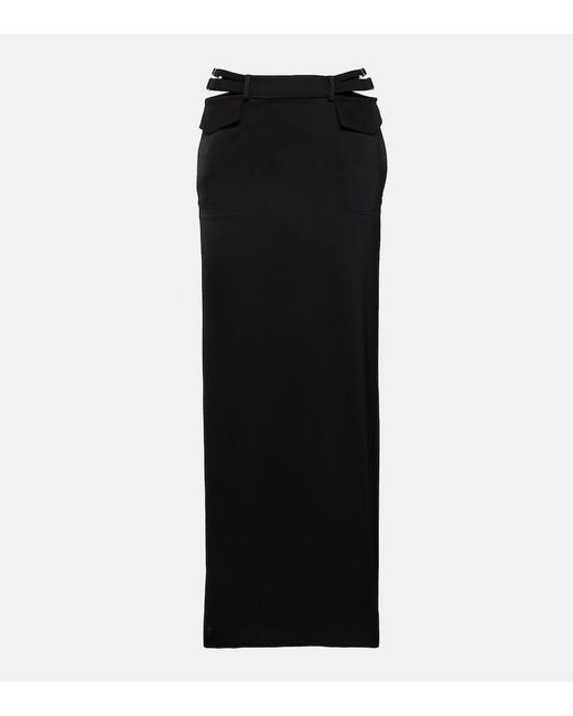 Dion Lee Black Pocket Column Mid-Rise Satin Maxi Skirt