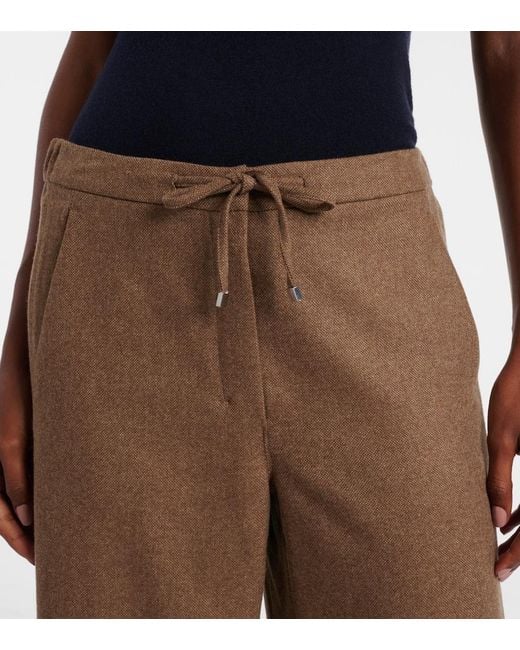 Max Mara Brown Livio Wool And Cashmere Wide-Leg Pants