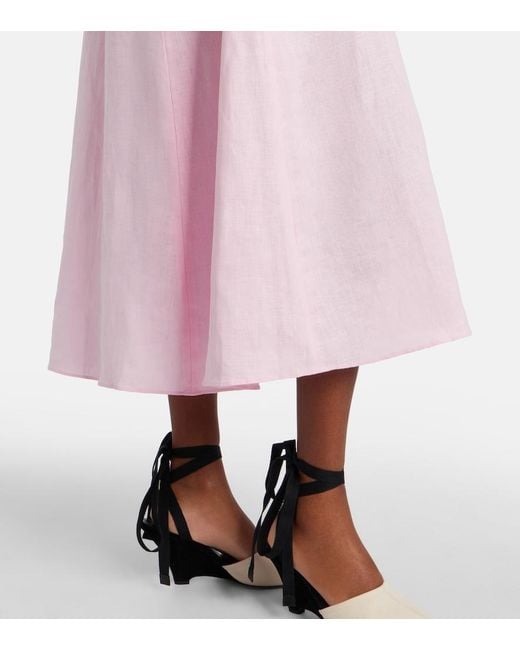Faithfull The Brand Pink Marais Halterneck Linen Midi Dress