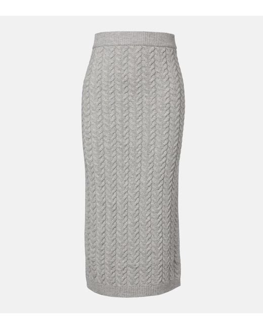 Max Mara Gray Cable-Knit Wool And Cashmere Pencil Skirt