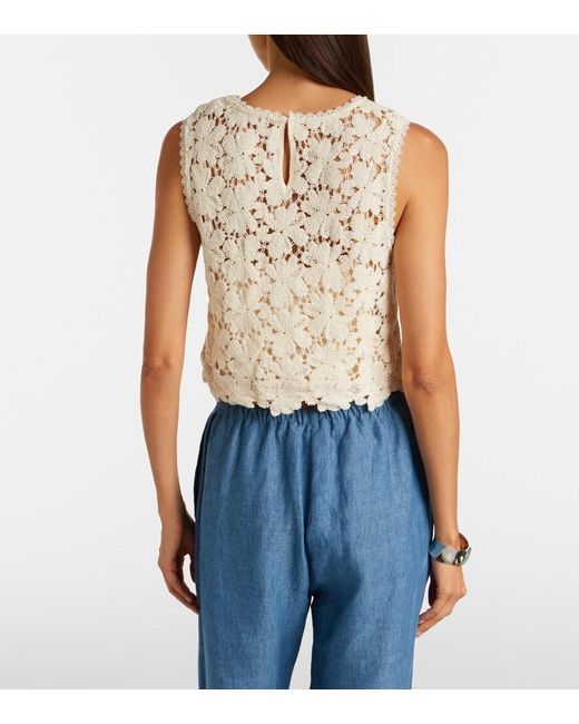 Velvet Natural Simona Cotton-Blend Guipure Lace Top