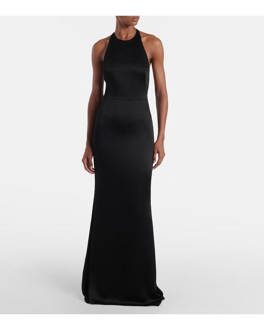 Givenchy Black Satin-Crepe Halterneck Gown
