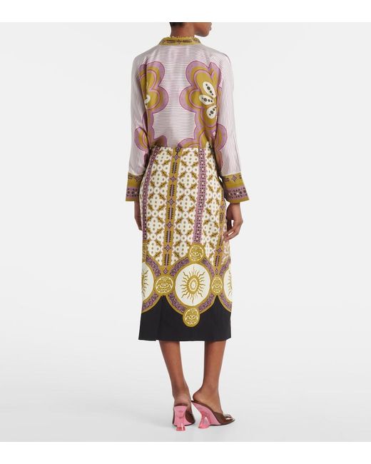 LaDoubleJ Metallic Printed Pencil Skirt