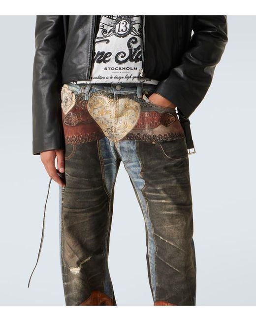 Acne Gray Trompe L'Oil Low-Rise Straight Jeans for men