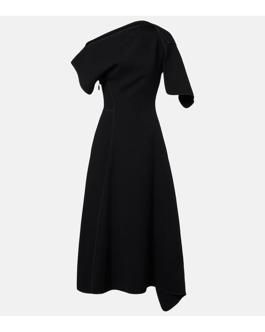 Maticevski Black Diadem Draped Asymmetric Midi Dress