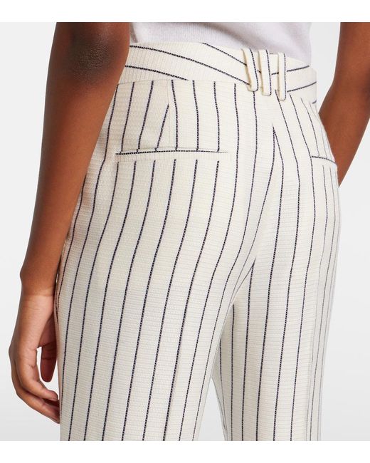 Balmain White Pinstripe Straight Pants