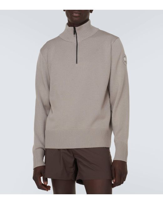 Canada Goose Gray Rosseau Wool Half-zip Sweater for men