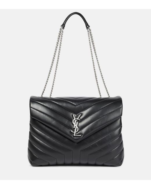 Saint Laurent Black Loulou Medium Leather Shoulder Bag