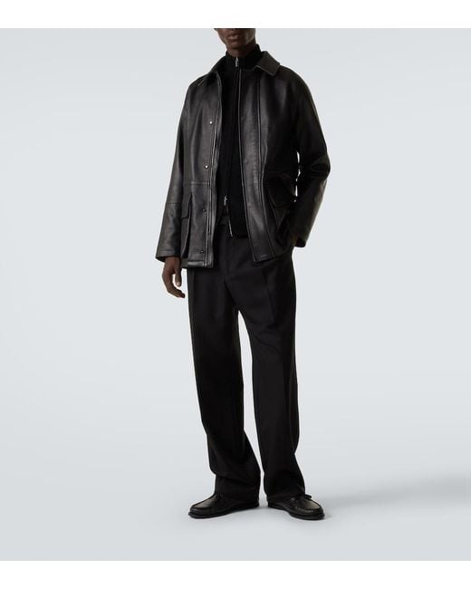 Saman Amel Black Leather Jacket for men