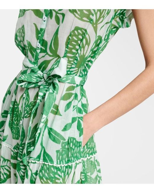 Poupette Green Kora Printed Cotton Maxi Dress