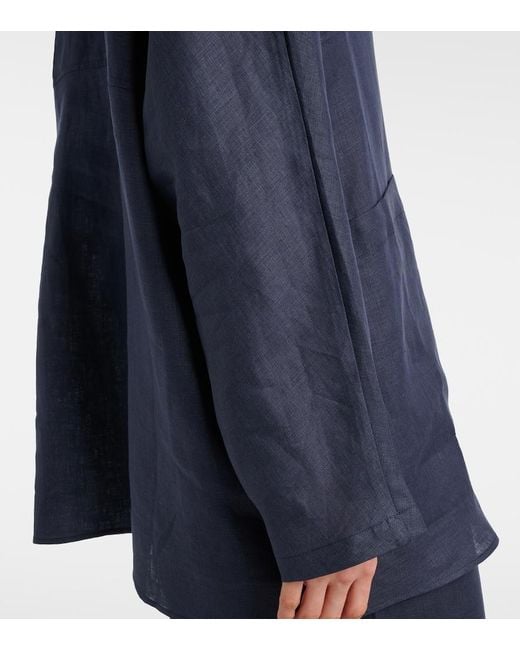 Asceno Blue Oversized Linen Top